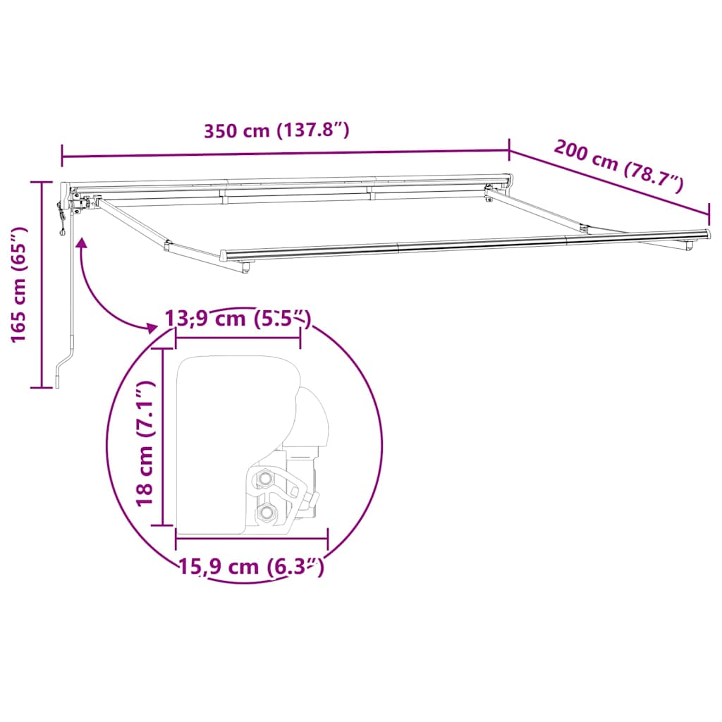 Estructura Del Toldo Ajustable 3,5 X 2 M Acero