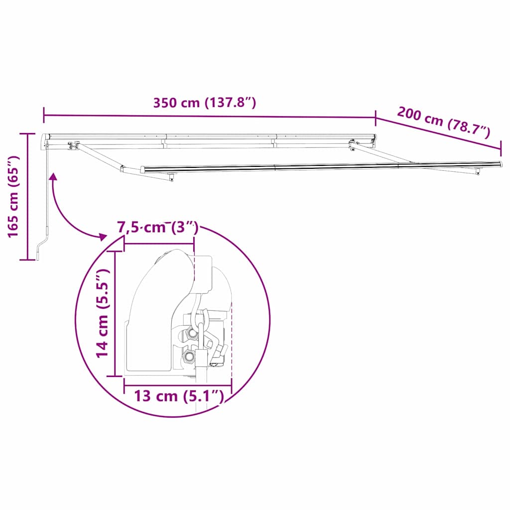 Estructura Del Toldo Manual 3,5 X 2 M Metal