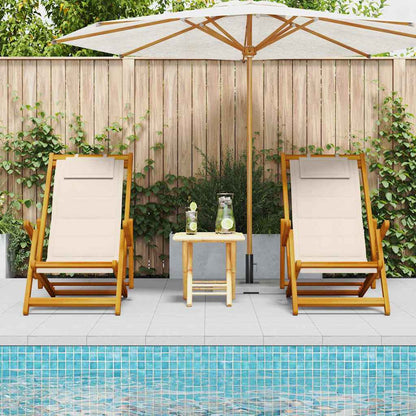 Silla De Playa Con Cojín 2 Pcs Marrón Madera De Acacia Sólida