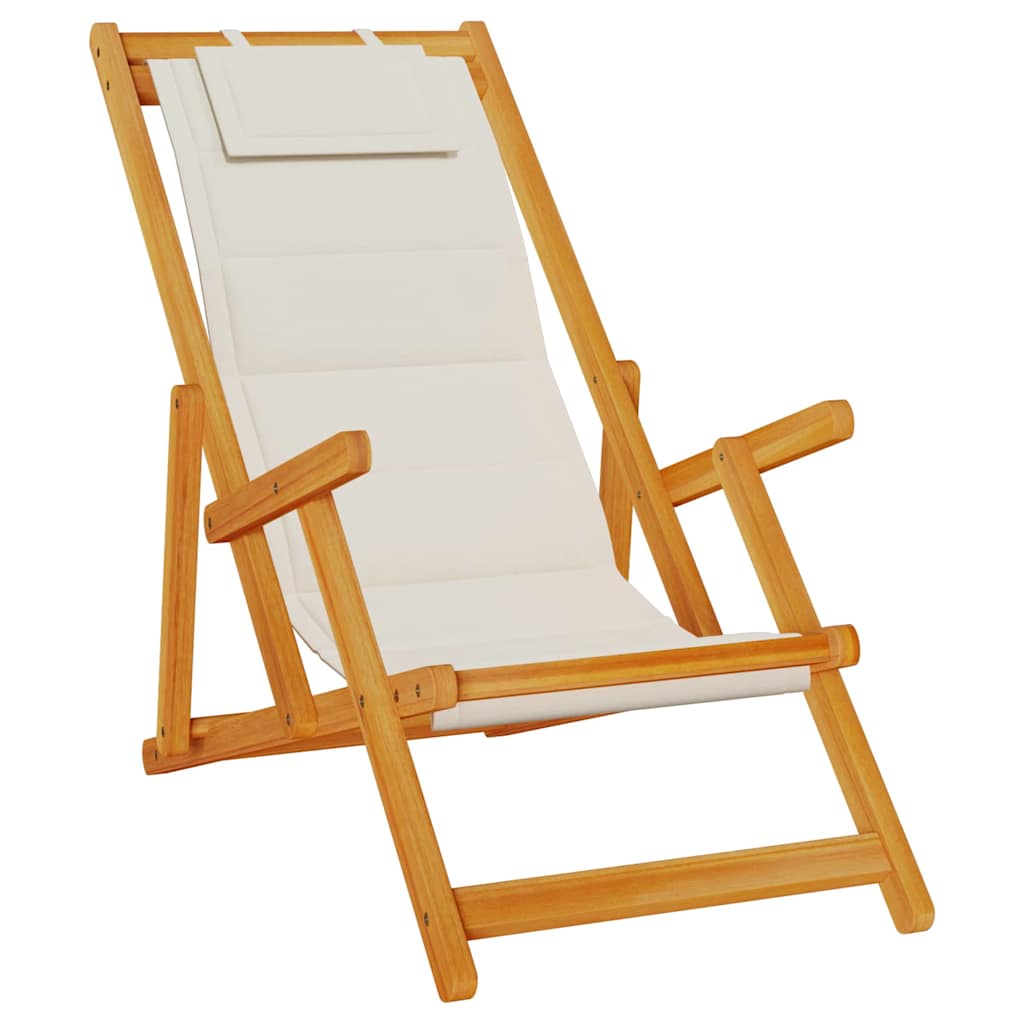 Silla De Playa Con Cojín 2 Pcs Marrón Madera De Acacia Sólida