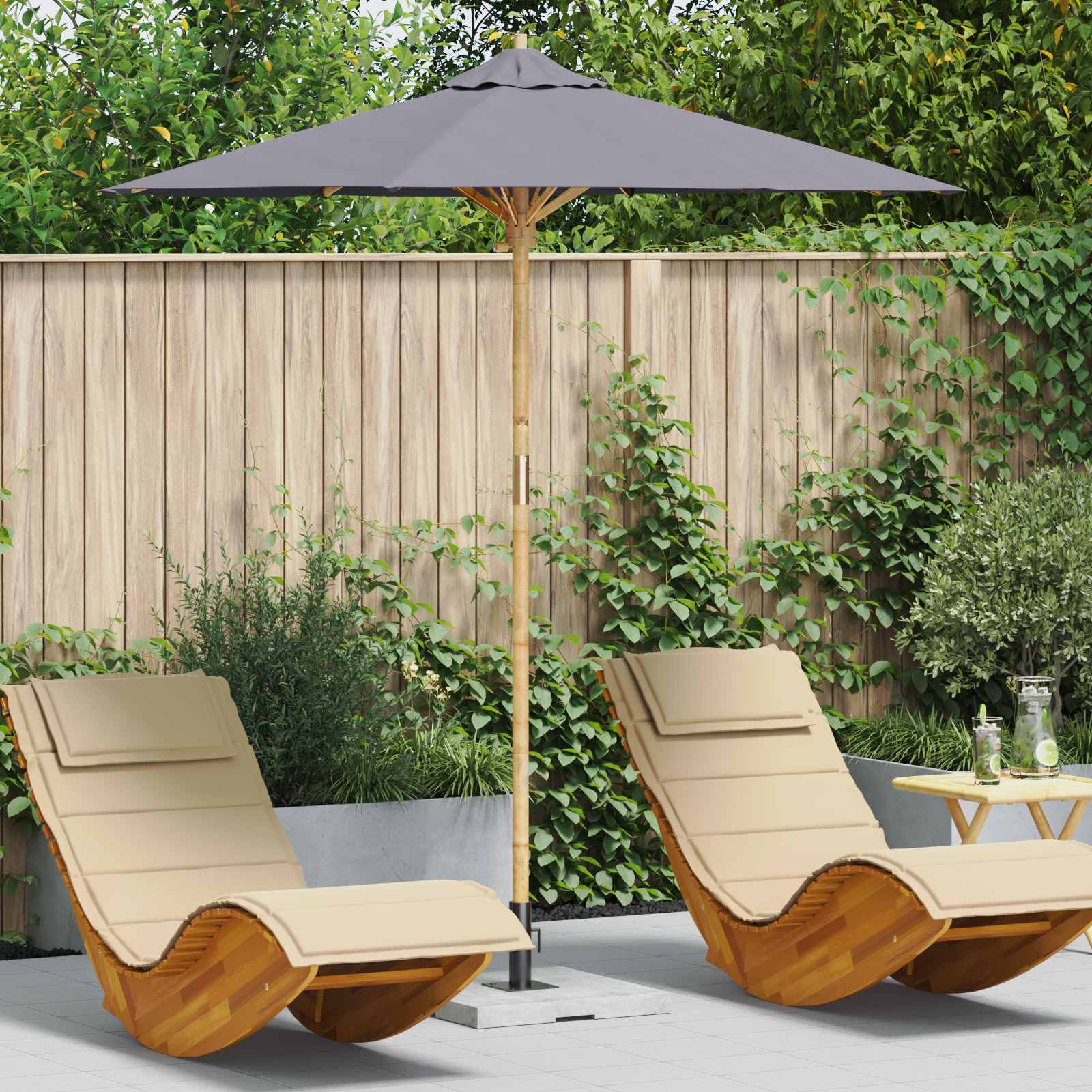 Sombrilla De Jardín Ø 270 X 260 Cm Bambú Redondo