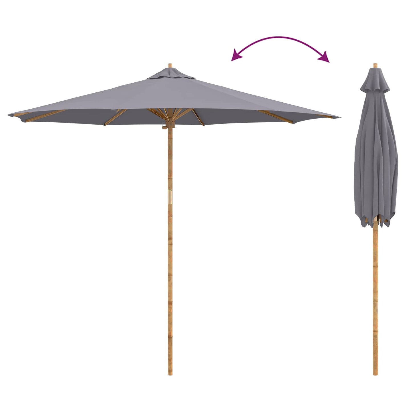Sombrilla De Jardín Ø 270 X 260 Cm Bambú Redondo