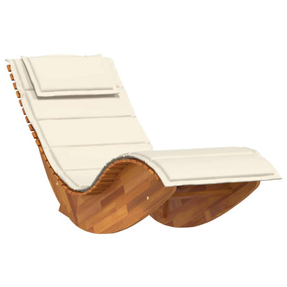 Tumbona Con Cojín 2 Pcs Marrón Madera De Acacia Sólida