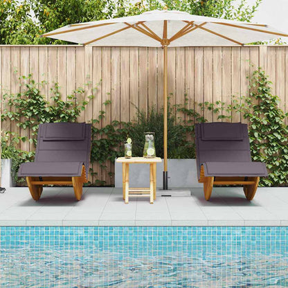 Tumbona Con Cojín 2 Pcs Marrón Madera De Acacia Sólida