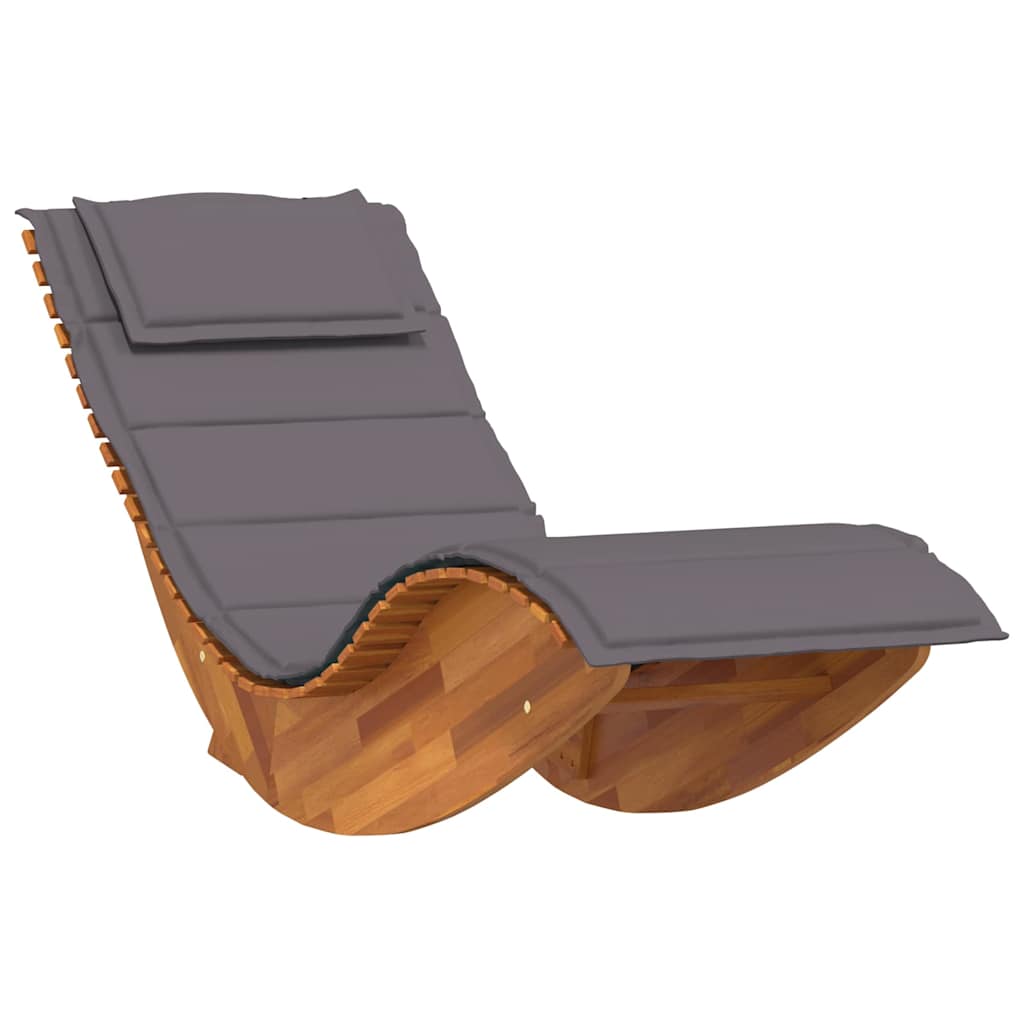 Tumbona Con Cojín 2 Pcs Marrón Madera De Acacia Sólida