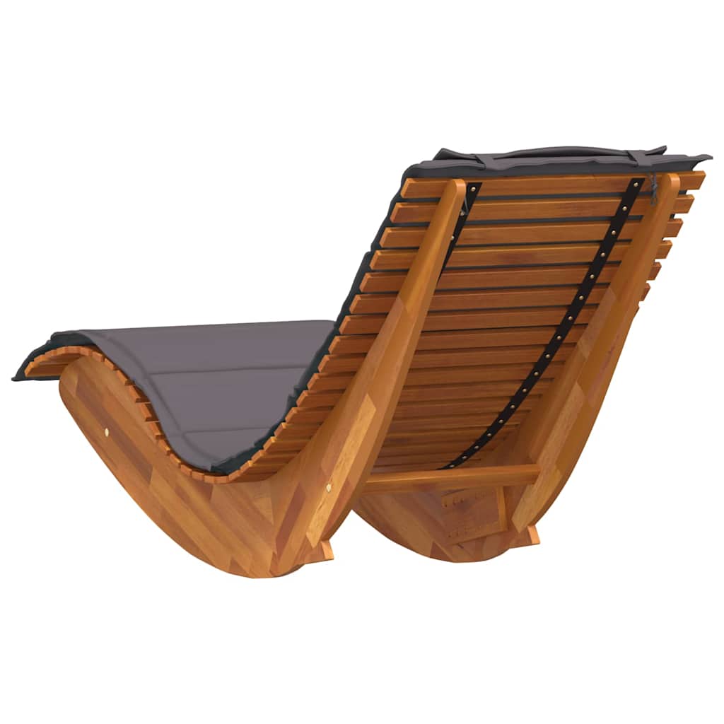 Tumbona Con Cojín 2 Pcs Marrón Madera De Acacia Sólida