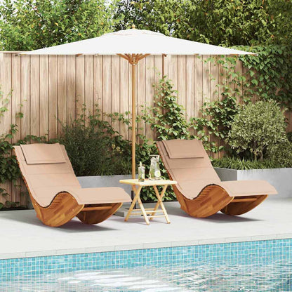 Tumbona Con Cojín 2 Pcs Marrón Madera De Acacia Sólida