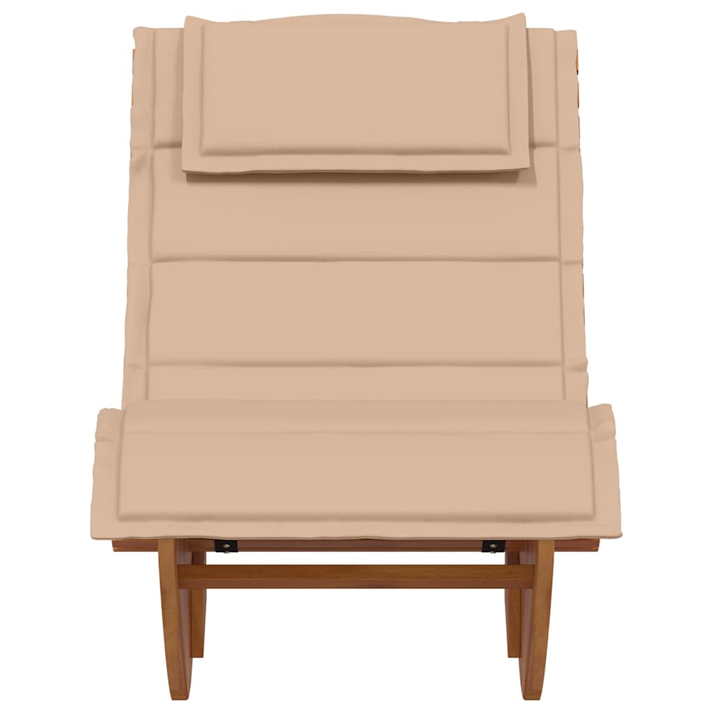 Tumbona Con Cojín 2 Pcs Marrón Madera De Acacia Sólida