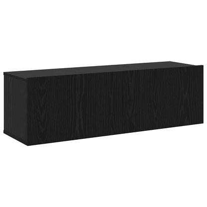 Conjunto De Mueble De Tv 4 Pcs Roble Negro Madera De Ingeniería