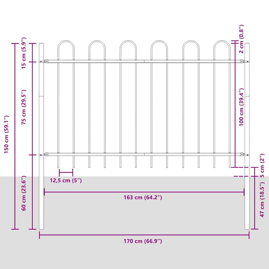 Valla De Jardín 5 Pcs 8,5 X 1 M