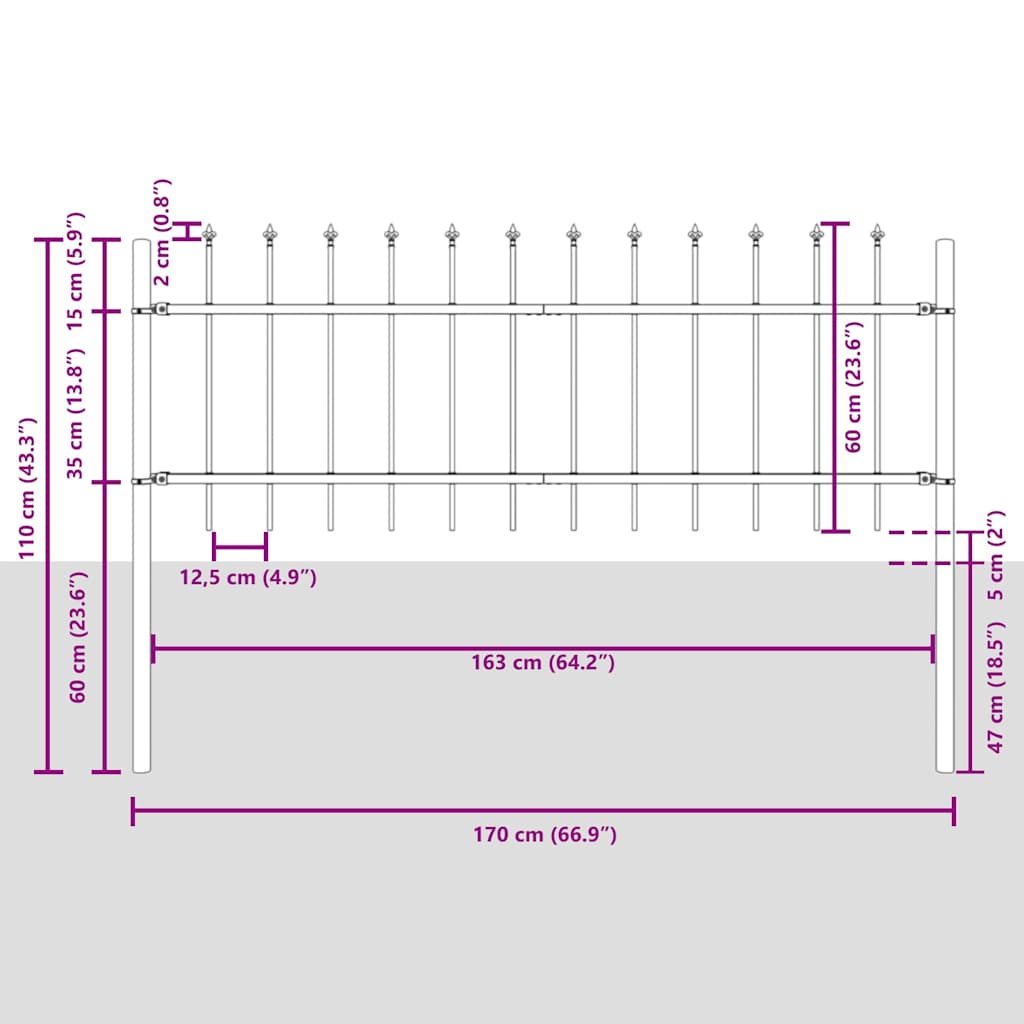 Valla De Jardín 7 Pcs 11,9 X 0,6 M