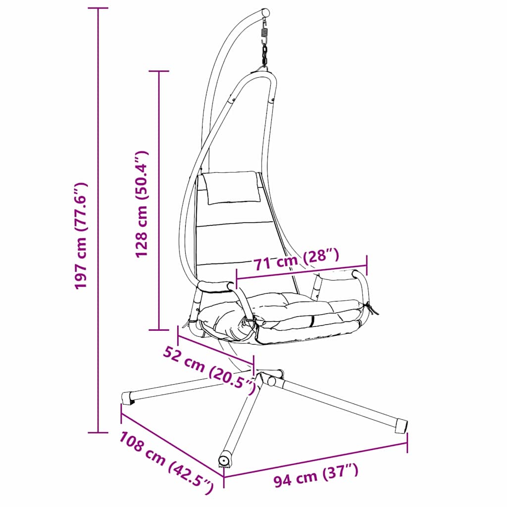 Silla Huevo Colgante Manual 94 X 107 X 196,5 Cm Acero