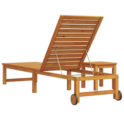Tumbona Marrón 202 X 53 X 89 Cm Madera De Acacia Sólida
