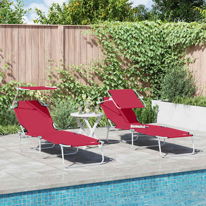 Tumbona Plegable Con Toldo De Acero Magenta