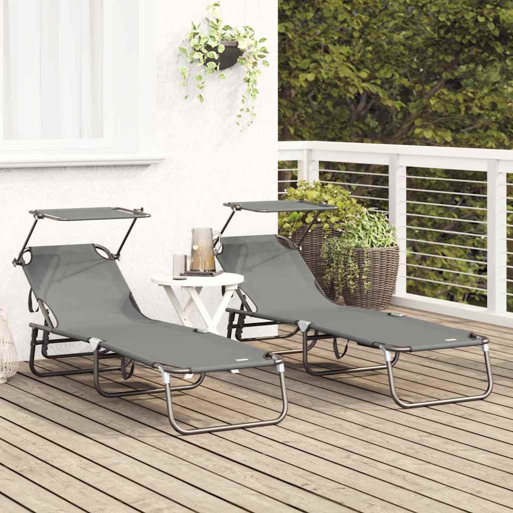 Tumbona Plegable 2 Pcs 190 X 57 X 81 Cm Oxford