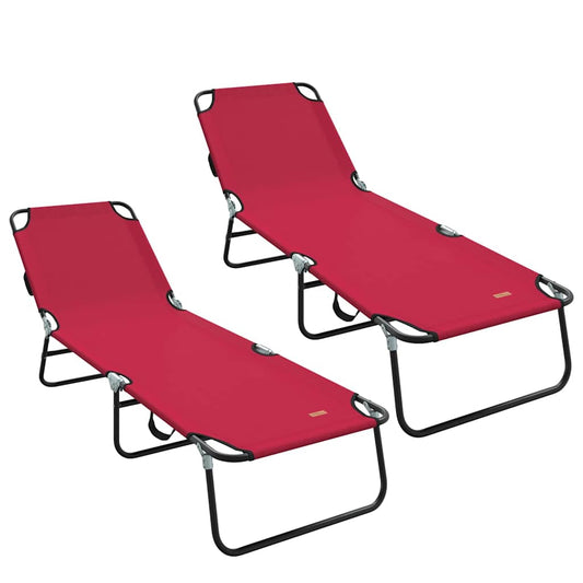 Tumbona Plegable 2 Pcs 188 X 57 X 86,5 Cm Poliéster