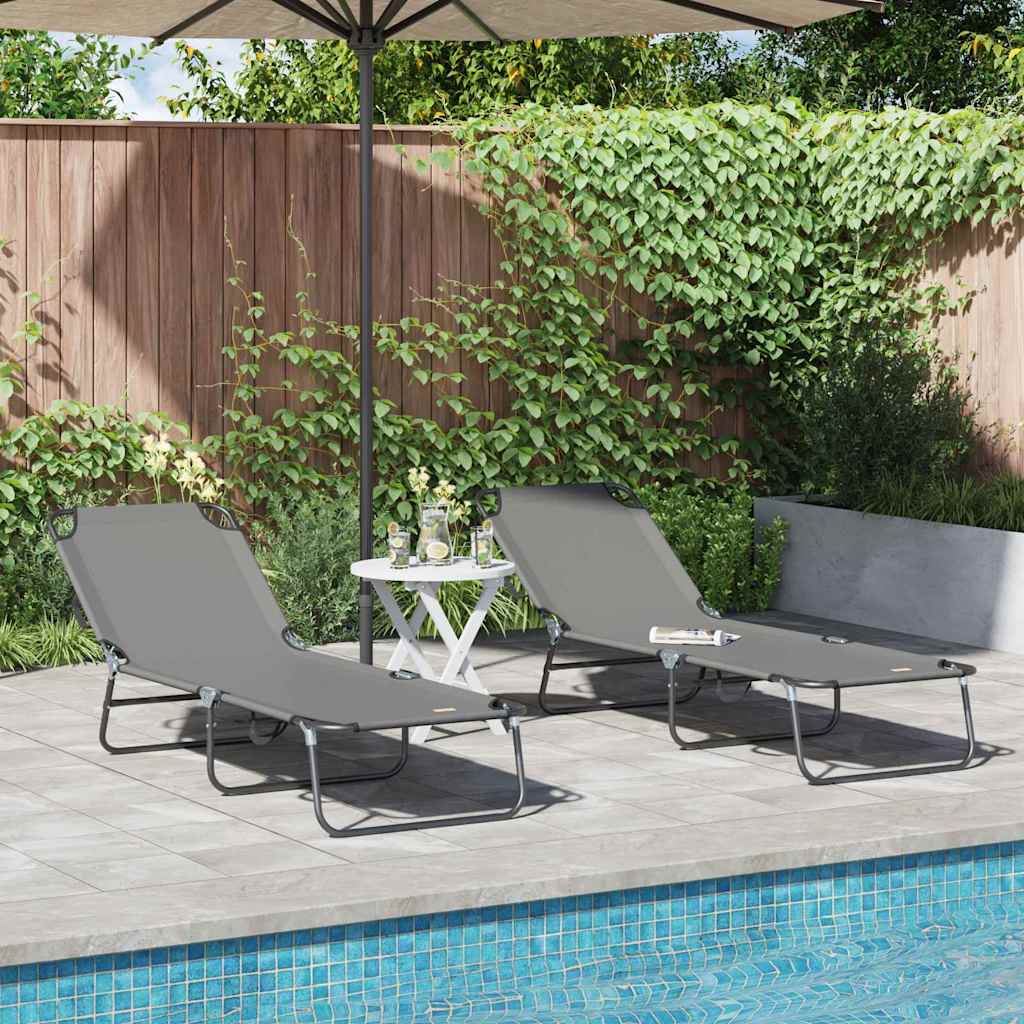 Tumbona Plegable 2 Pcs 188 X 57 X 86,5 Cm Poliéster