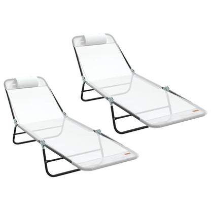 Tumbona Plegable 2 Pcs 182 X 55 X 85,5 Cm Textileno