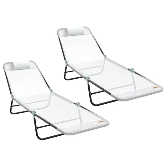 Tumbona Plegable 2 Pcs 182 X 55 X 85,5 Cm Textileno