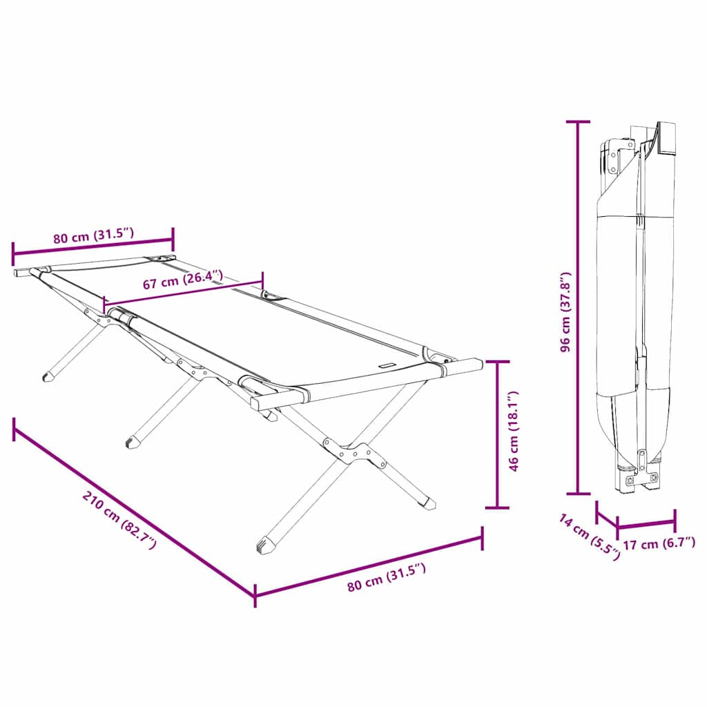 Cama De Camping Plegable Manual 2 Pcs