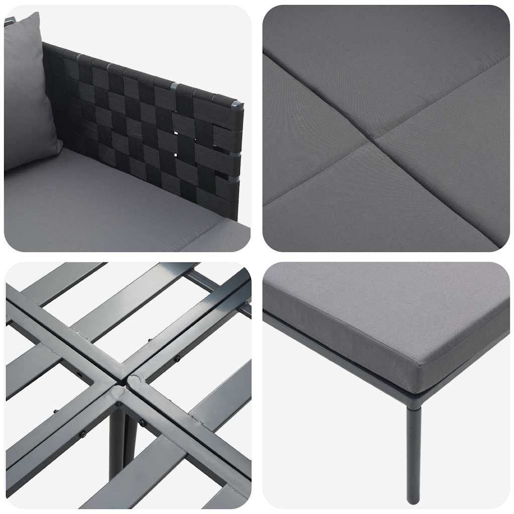 Tumbona Con Cojín 2-Persona Antracita 153 X 115 X 69.5 Cm