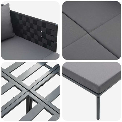 Tumbona Con Cojín 2-Persona Antracita 153 X 115 X 69.5 Cm