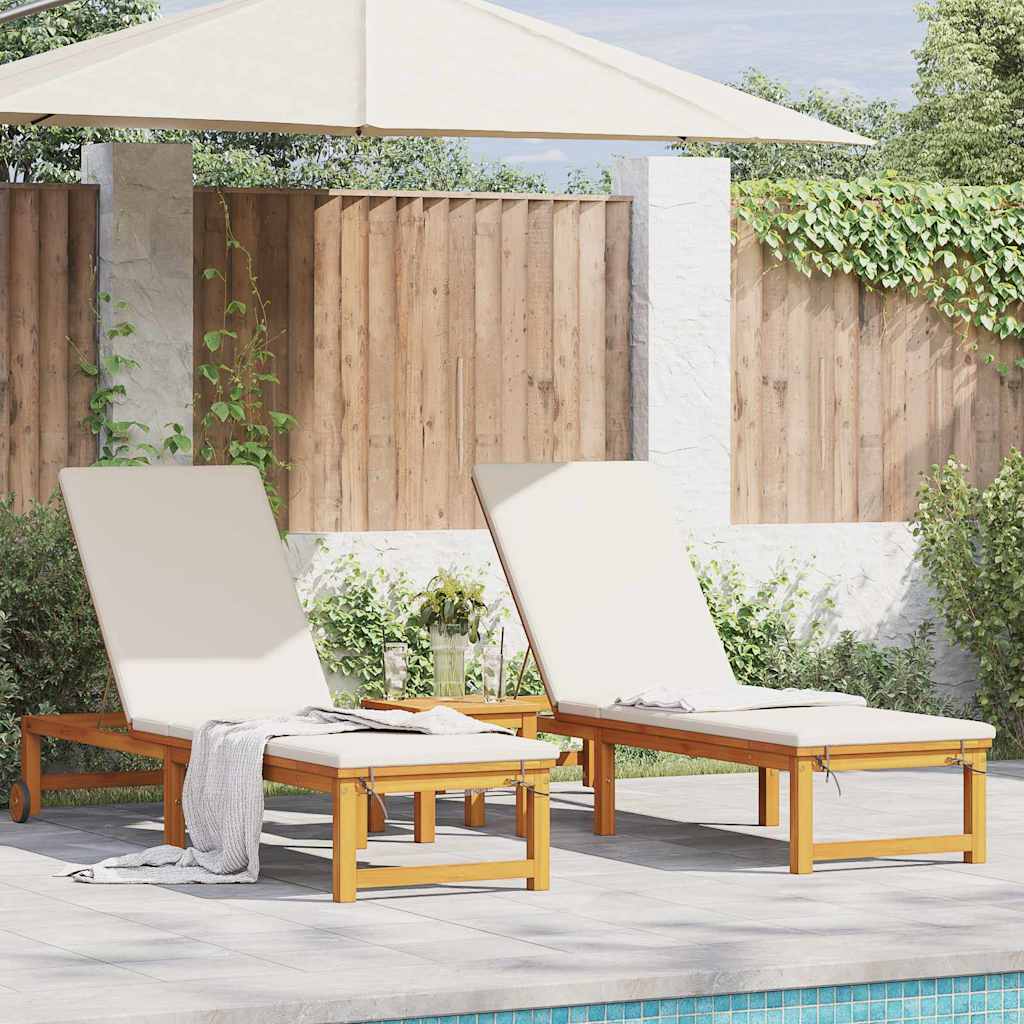 Tumbona 3 Pcs Marrón Madera De Acacia Sólida
