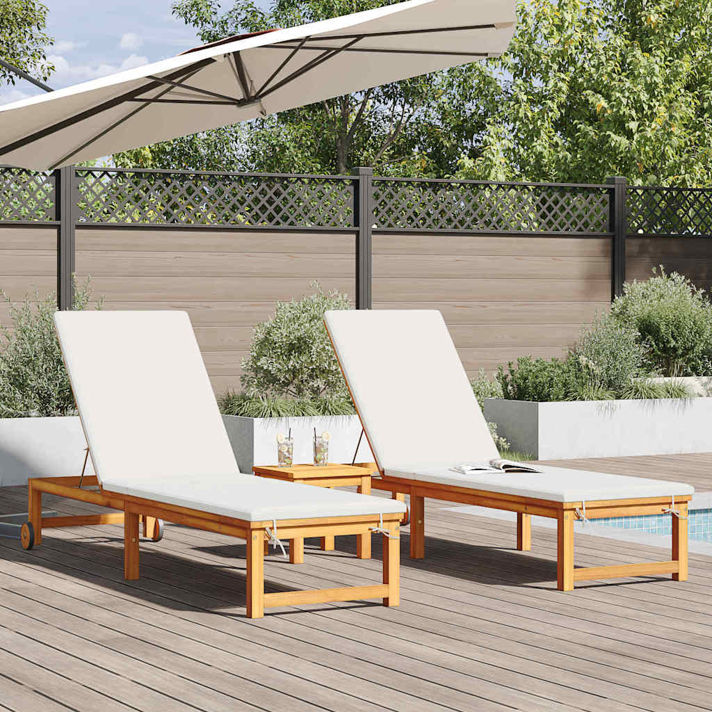 Tumbona 3 Pcs Marrón Madera De Acacia Sólida