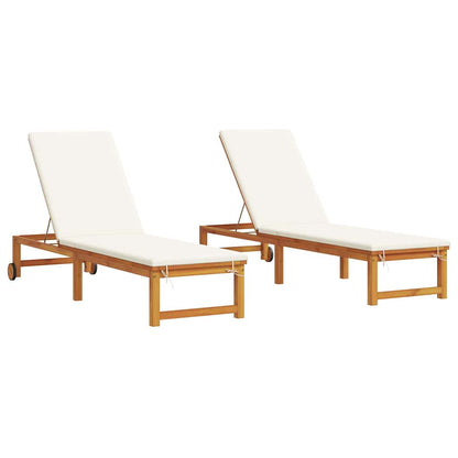 Tumbona 2 Pcs Marrón 202 X 53 X 89 Cm Madera De Acacia Sólida