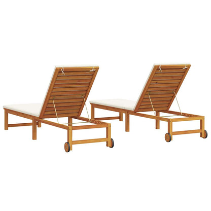 Tumbona 2 Pcs Marrón 202 X 53 X 89 Cm Madera De Acacia Sólida