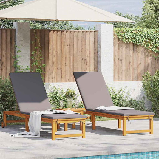 Tumbona 2 Pcs Marrón 202 X 53 X 89 Cm Madera De Acacia Sólida