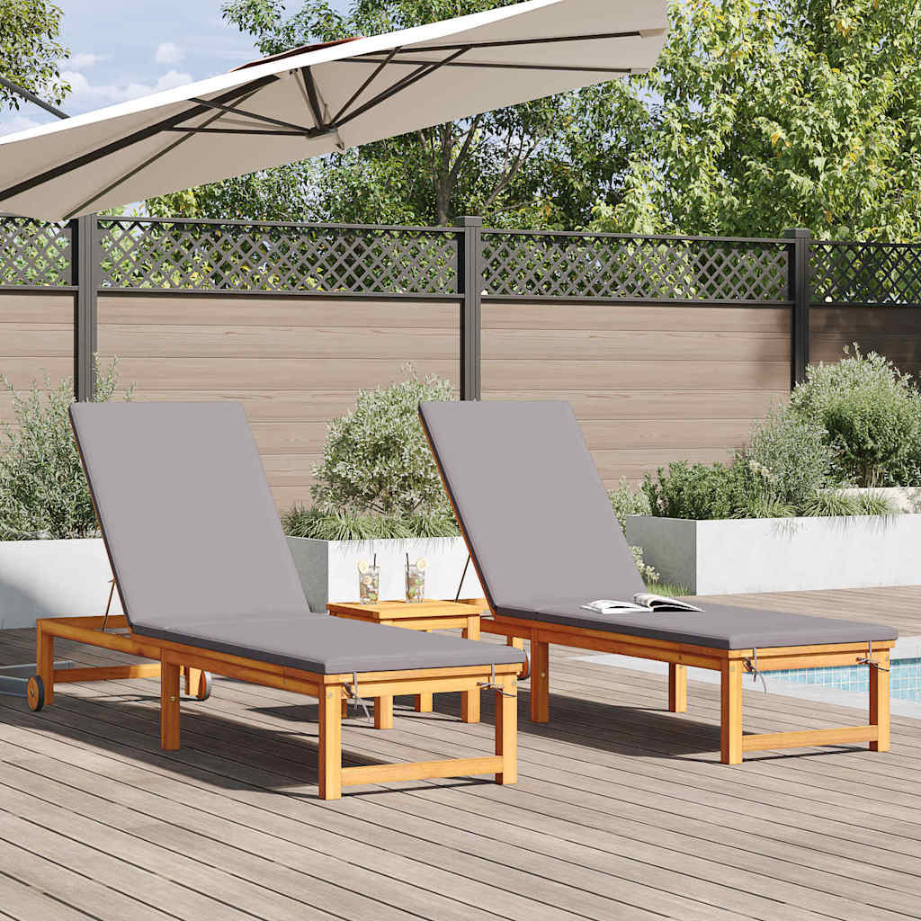 Tumbona 2 Pcs Marrón 202 X 53 X 89 Cm Madera De Acacia Sólida