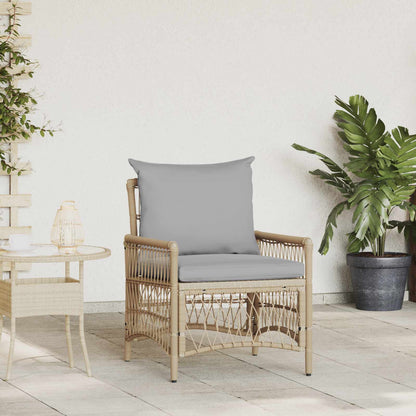 Silla De Jardín Con Cojín Beige 73 X 61 X 77 Cm Ratán Sintético