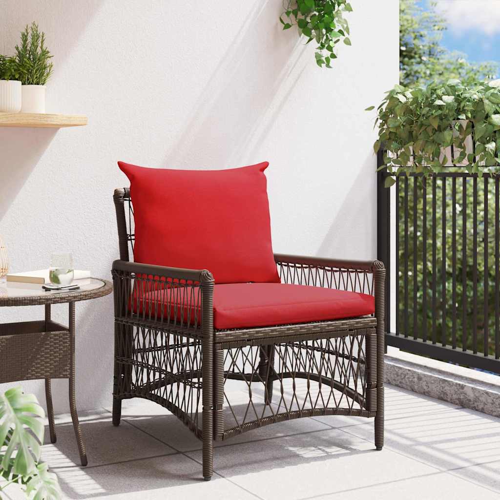 Silla De Jardín Con Cojín Beige 73 X 61 X 77 Cm Ratán Sintético