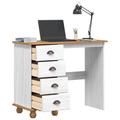 Escritorio Askim 95 X 40 X 75 Cm Madera De Pino Macizo