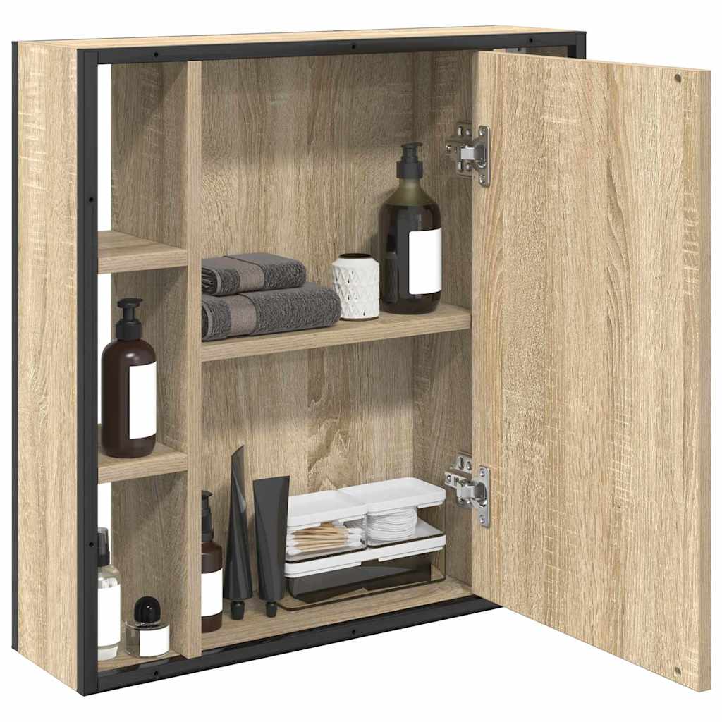 Armario Con Espejo Roble Sonoma 60 X 16 X 60 Cm