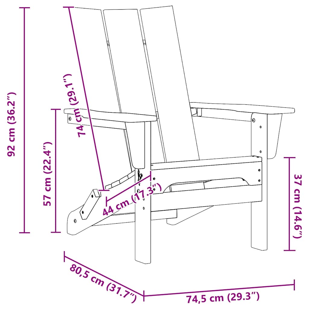Silla De Jardín 2 Pcs 80.5 X 74.5 X 92 Cm