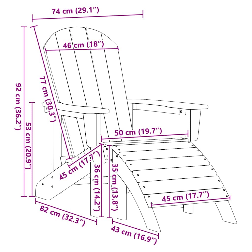 Silla De Jardín 2 Pcs 83 X 74 X 92 Cm Polietileno