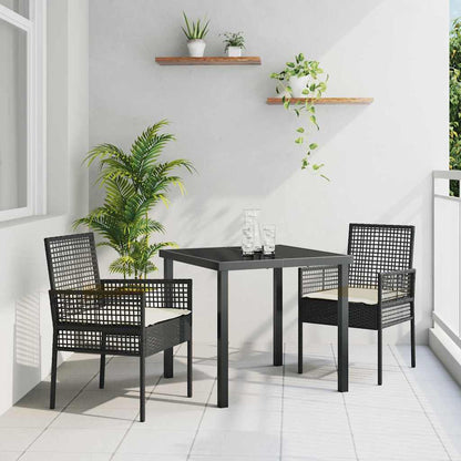 Silla De Jardín 2 Pcs Negro 55 X 53 X 85 Cm Ratán Sintético