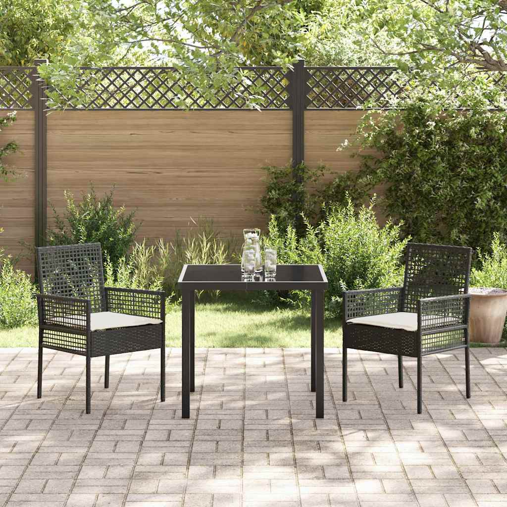 Silla De Jardín 2 Pcs Negro 55 X 53 X 85 Cm Ratán Sintético