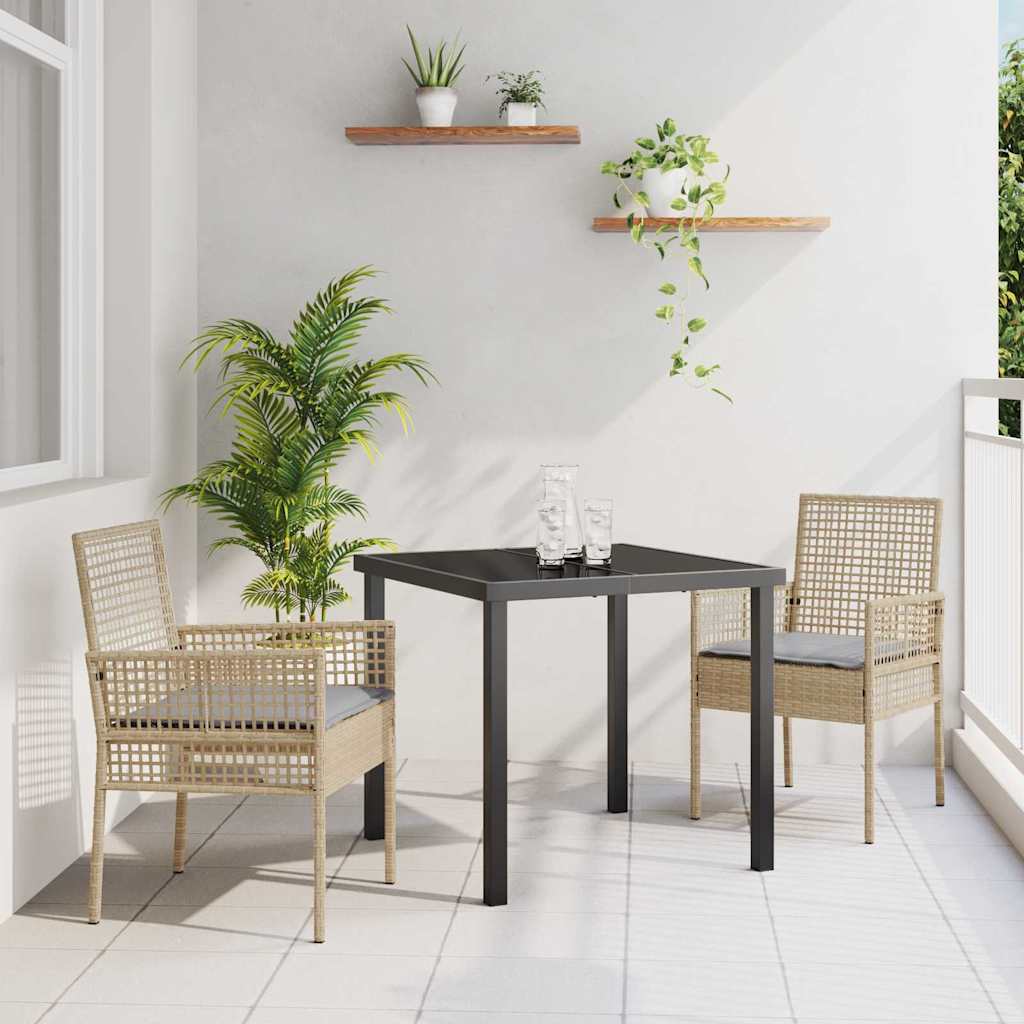 Silla De Jardín 2 Pcs Negro 55 X 53 X 85 Cm Ratán Sintético
