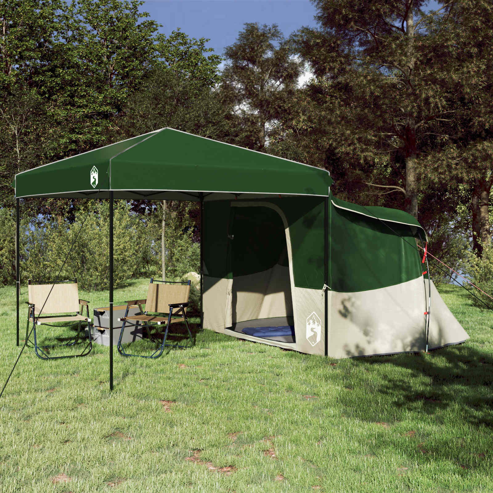 Juego De Tienda De Camping 2 Pcs Gris Y Tafetán Y Tela
