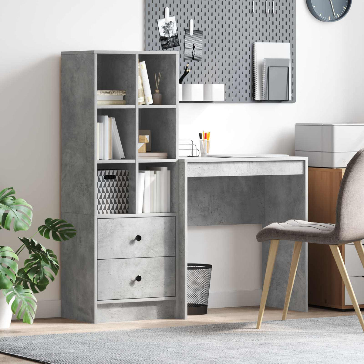 Escritorio Gris Concreto 145.5 X 50 X 127 Cm 2 Uds.