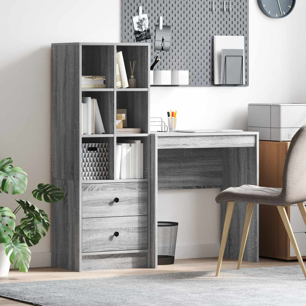 Escritorio Gris Concreto 145.5 X 50 X 127 Cm 2 Uds.