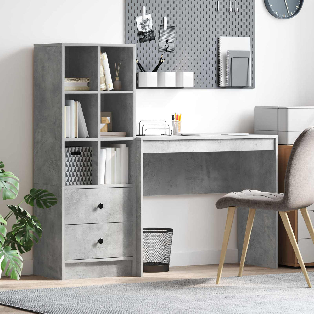 Escritorio Gris Concreto 145.5 X 50 X 127 Cm 2 Uds.