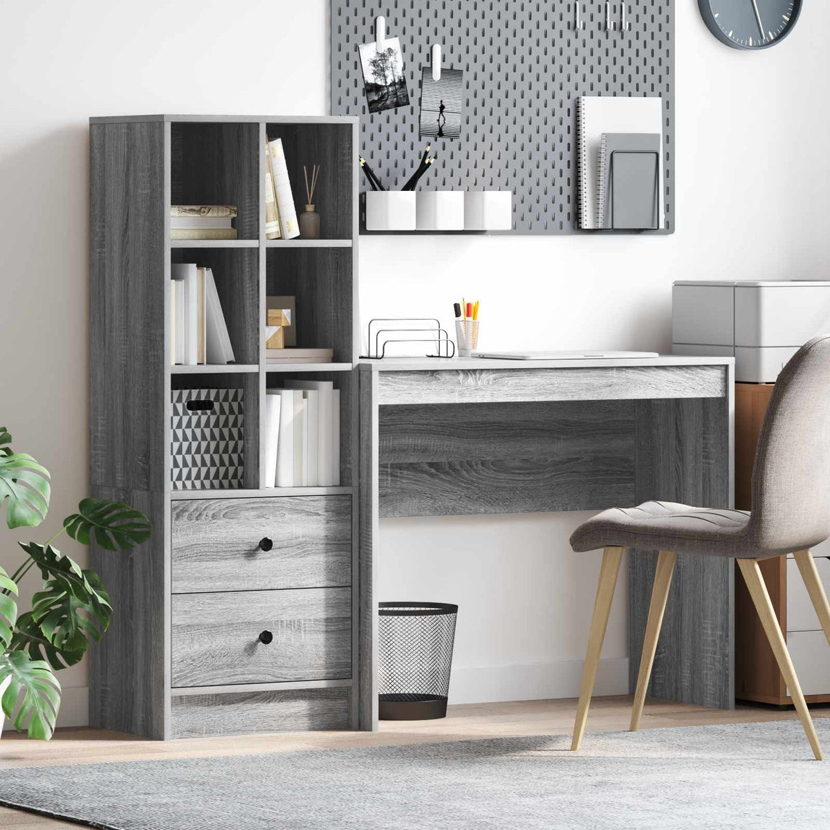 Escritorio Gris Concreto 145.5 X 50 X 127 Cm 2 Uds.