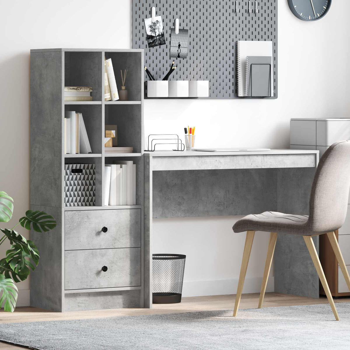 Escritorio Gris Concreto 145.5 X 50 X 127 Cm 2 Uds.