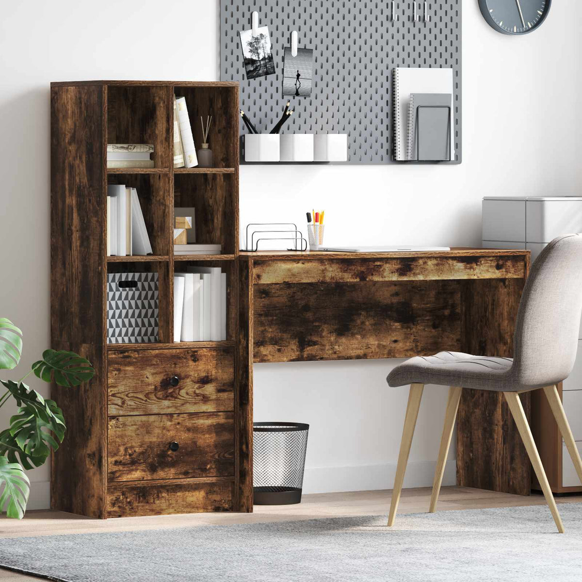 Escritorio Gris Concreto 145.5 X 50 X 127 Cm 2 Uds.