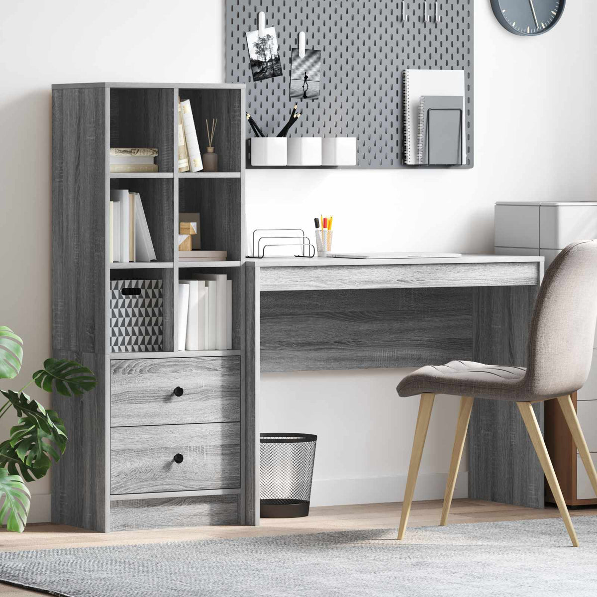 Escritorio Gris Concreto 145.5 X 50 X 127 Cm 2 Uds.