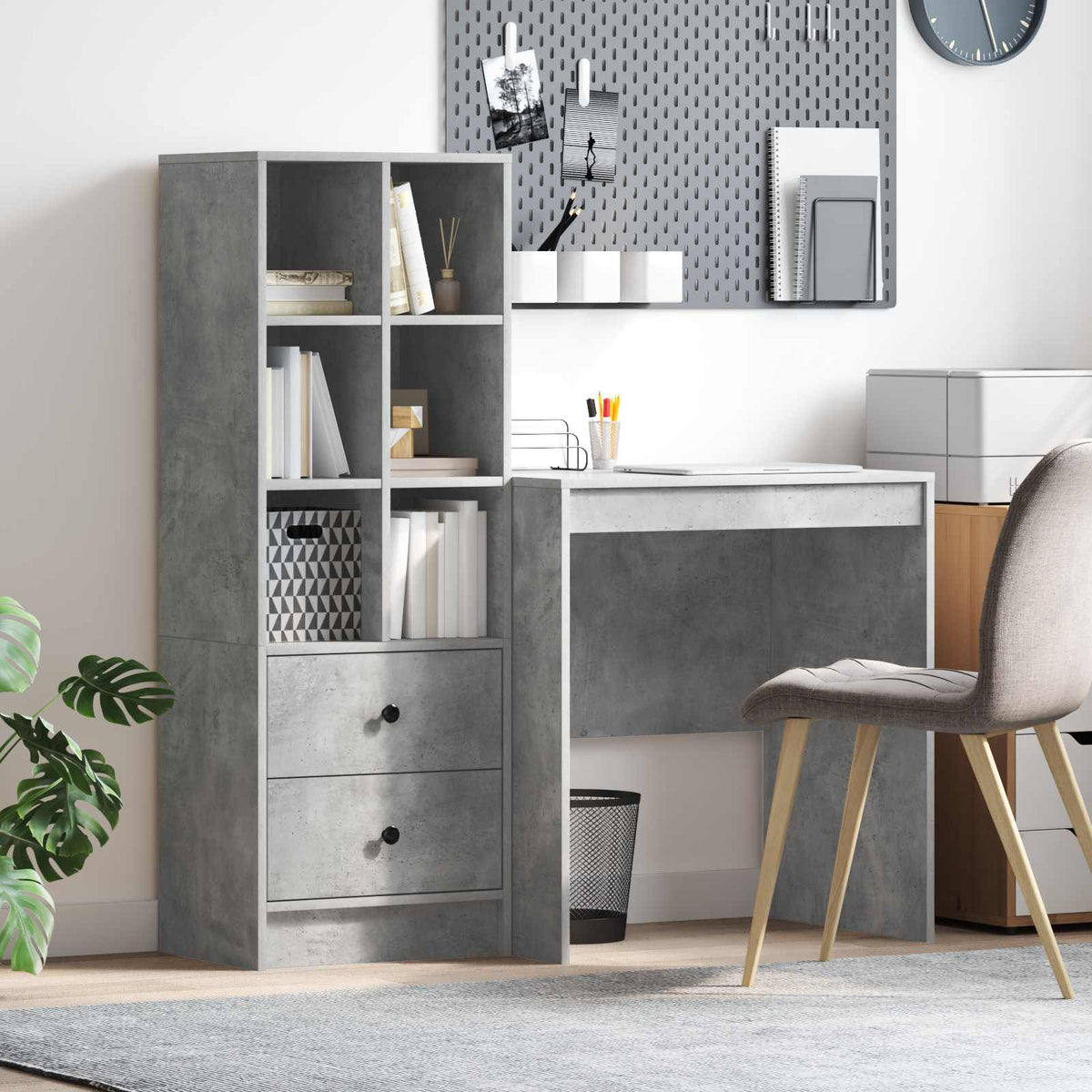 Escritorio Gris Concreto 145.5 X 50 X 127 Cm 2 Uds.